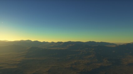 landscape on planet Mars, scenic desert scene on the red planet
