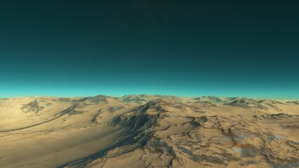 landscape on planet Mars, scenic desert scene on the red planet
