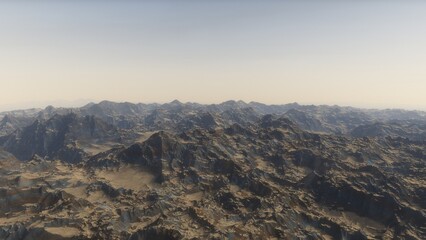 landscape on planet Mars, scenic desert scene on the red planet
