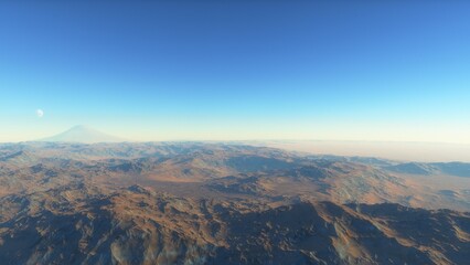 landscape on planet Mars, scenic desert scene on the red planet
