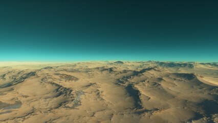 landscape on planet Mars, scenic desert scene on the red planet
