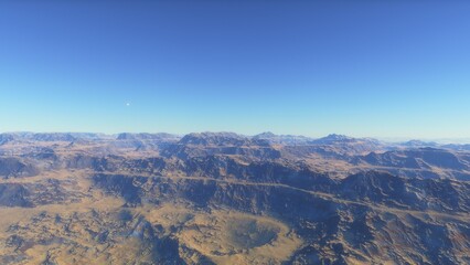 landscape on planet Mars, scenic desert scene on the red planet

