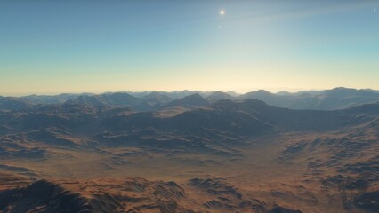 landscape on planet Mars, scenic desert scene on the red planet
