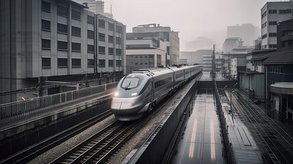 Naklejka premium train in motion created with Generative AI technology