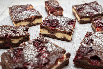 Chocolate, vanilla and cherry cake
