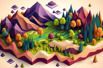 geometric shapes mountains landscape
