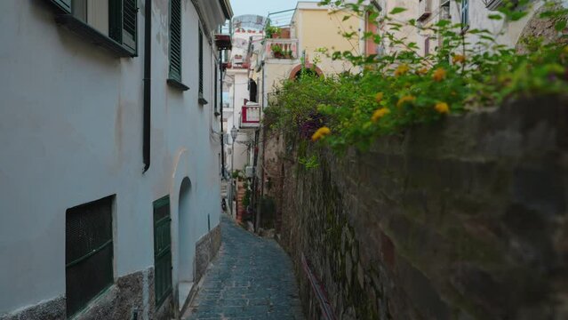 Traditional street in a mediterranean city in southern Europe.
