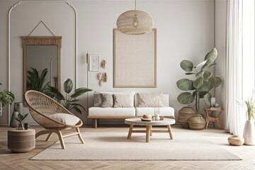 Nordic home interior mockup. Generative AI