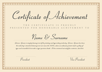 Certificate of Achievement Modern Vector Template