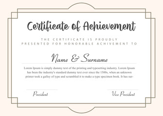 Certificate of Achievement Modern Vector Template