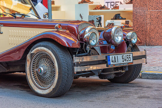 Prague, Czech Republic - September 25, 2015: Old car Alfa Romeo on the street of the city of Prague, Czech Republic.