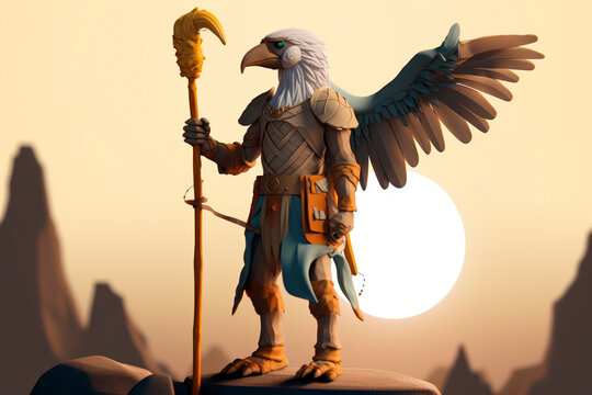 AI Generated DND Paladin Aarakocra Bird Character, From the Elemental Plane of Air and Faerun's Kenku Playable Race