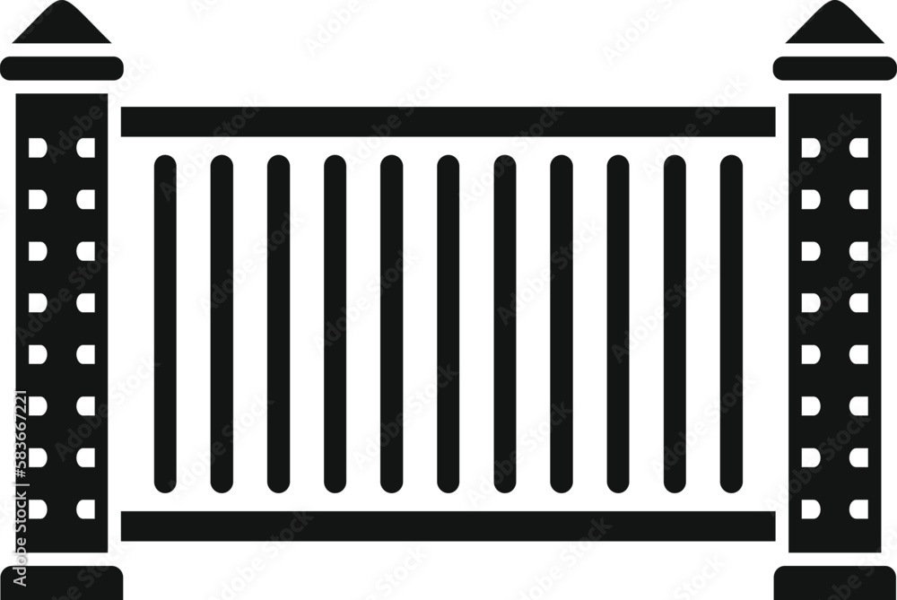 Poster automatic gate barrier icon simple vector. house security. entry control