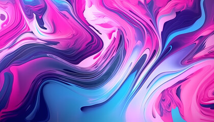 Abstract background with shiny liquid effect and swirls mixing together pink, purple and shades of blue for header, banner, background, picture, cover, poster or wallpaper