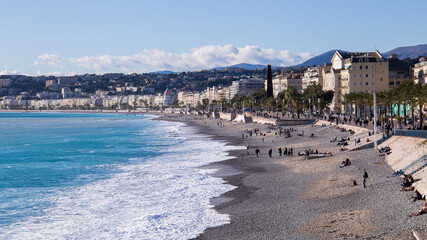 City beach of Nice at the french Riviera