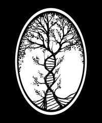 DNA tree, sketch - digital painting - obrazy, fototapety, plakaty