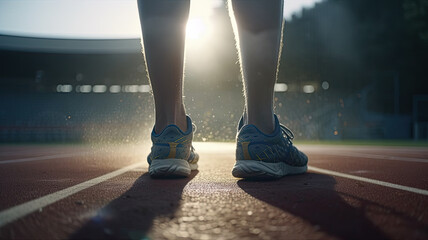 training theme with men legs and shoes created with Generative AI technology