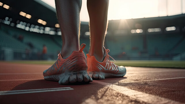 training theme with men legs and shoes created with Generative AI technology