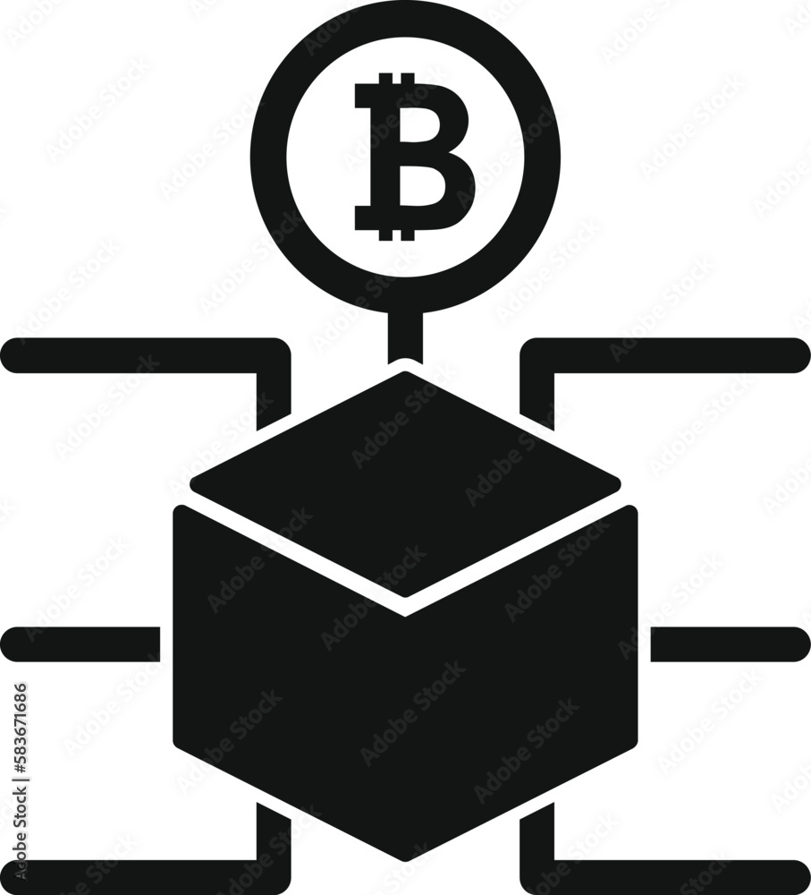 Poster bitcoin cube icon simple vector. digital currency. economy matrix