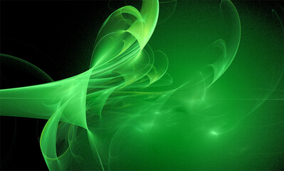 yellow and green abstract drawing on a black background, color digital graphics, design