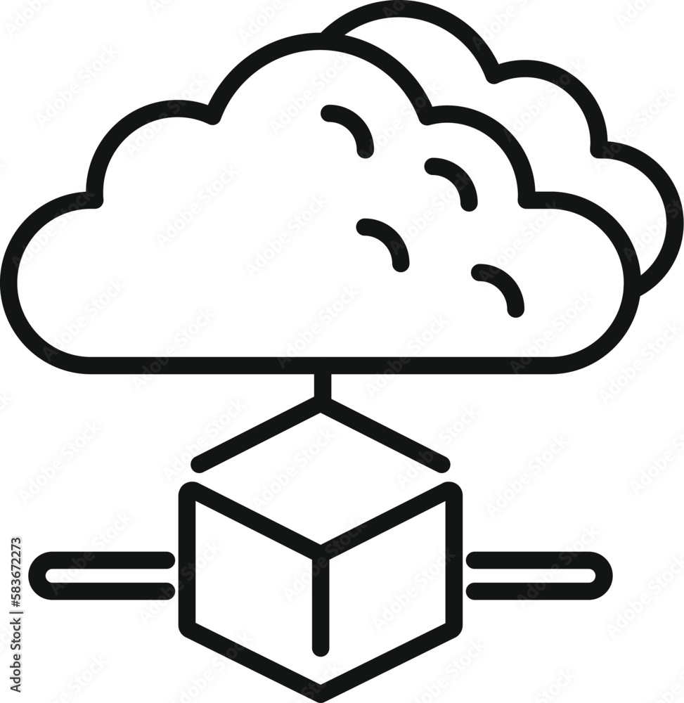 Poster data cloud icon outline vector. block chain. finance network