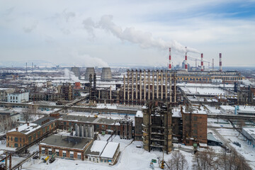 Aerial view of big chemical factory.