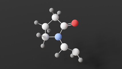 polyvinylpyrrolidone molecule, molecular structure, polyvidone, ball and stick 3d model, structural chemical formula with colored atoms