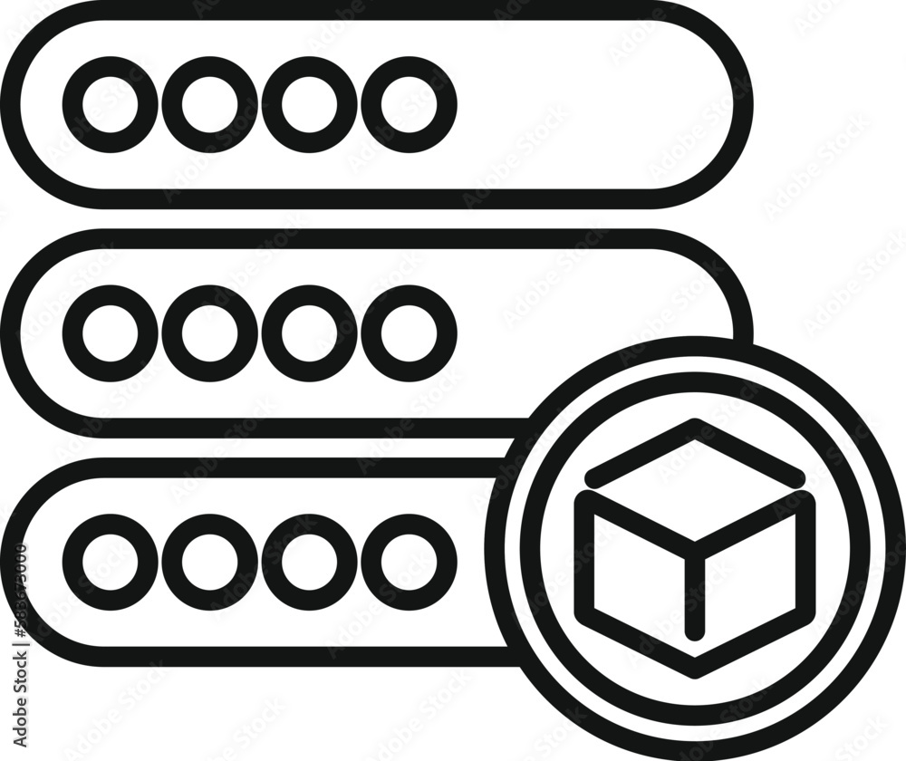 Poster blockchain server icon outline vector. digital finance. node cube