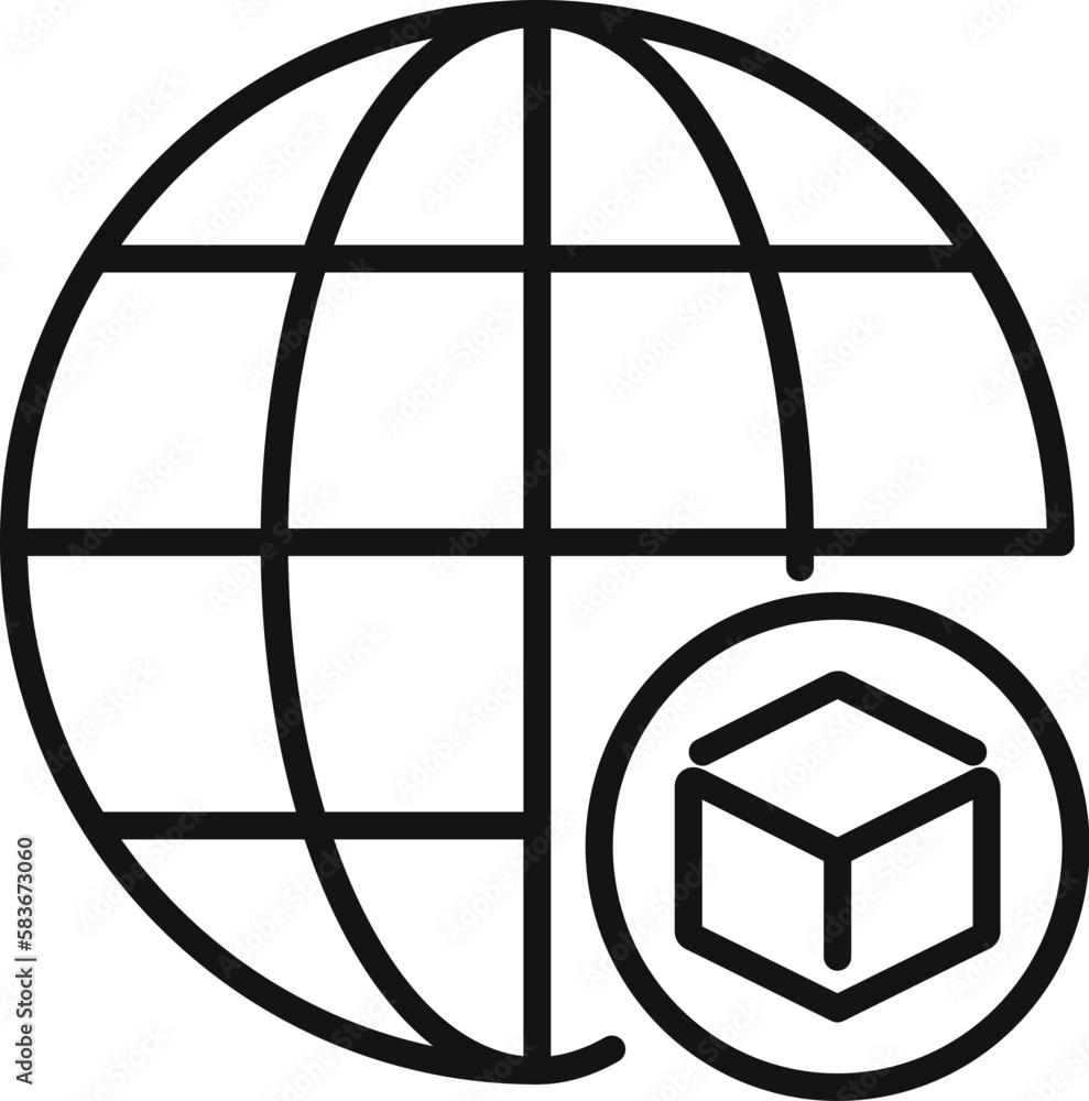 Poster global blockchain icon outline vector. digital currency. crypto business
