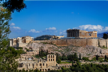 Fototapeta na wymiar Beautiful view on the Acropolis (Parthenon) in Athens city, Greece