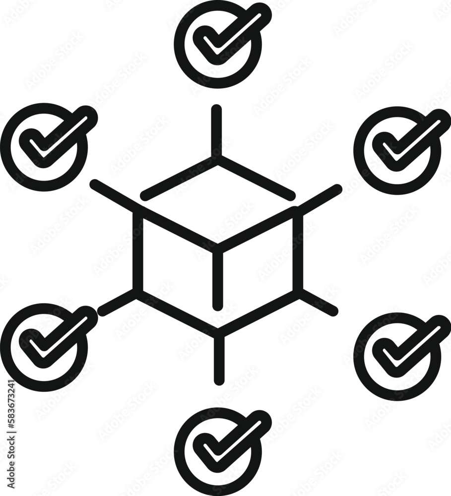 Poster blockchain scheme icon outline vector. digital fintech. business data