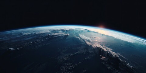 Earth view from space overlooking the planet, AI