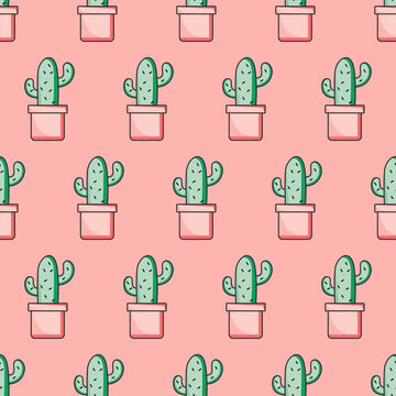 seamless pattern of cactus trees for backgrounds, cloth motifs, gift wrap, wall decoration, covers