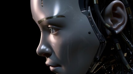 The Intricate Face of a Futuristic Robot