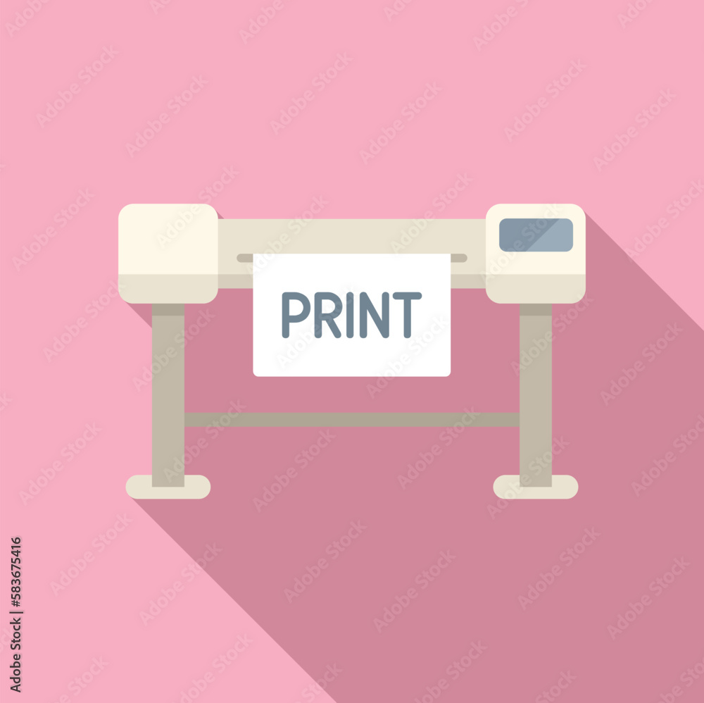 Poster plotter print icon flat vector. printer machine. ink offset