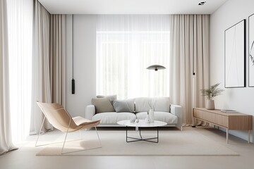 living room interior, minimalist living room, AI, created with AI, generative AI