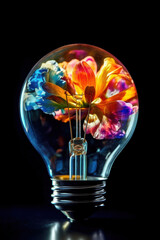 Bulb with Flower Generate Ai