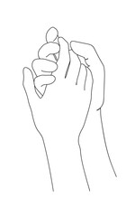 Love and support concept. Female and male holding hands one line drawing. Vector illustration