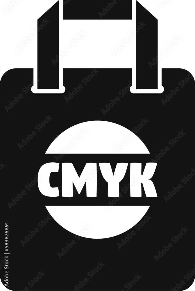 Poster cmyk print on bag icon simple vector. digital press. ink machine