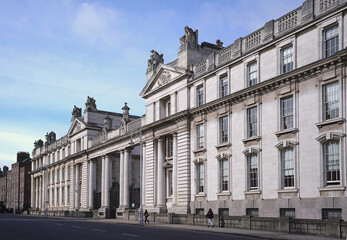 Fototapeta na wymiar Classical style government building in Dublin, office of the Prime Minister of Ireland