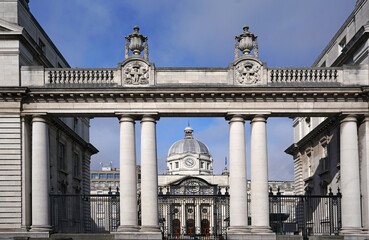 Classical style government building in Dublin, office of the Prime Minister of Ireland. - 583677210