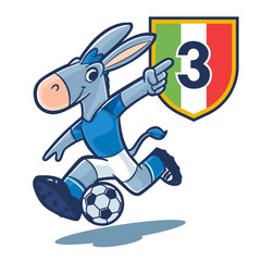 donkey mascot of naples plays soccer - obrazy, fototapety, plakaty