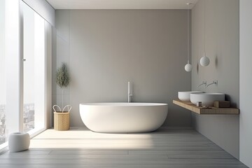 Obraz na płótnie Canvas modern bathroom interior, minimalistic bathroom, AI, Generative AI, Created with AI