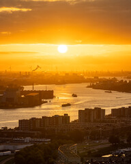 Sunset above the Port of Rotterdam