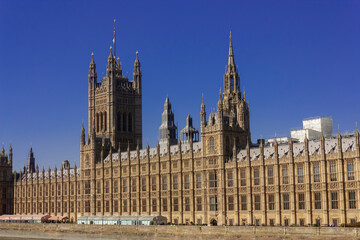 Fototapeta na wymiar Partial view of the houses of Parliament, London