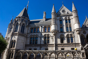 Partial view of the Royal Courts of Justice, London