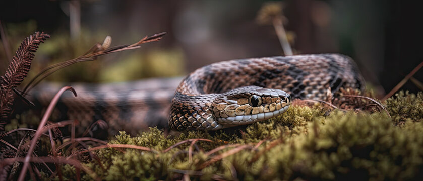 Uk Adder in the Heathlands-UK Wildlife-Generative AI