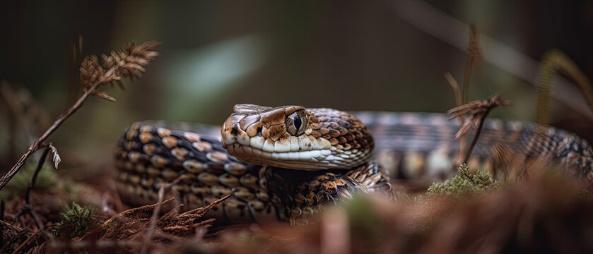 Uk Adder in the Heathlands-UK Wildlife-Generative AI