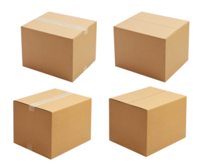 box package delivery cardboard carton packaging isolated shipping gift container brown send transport moving house relocation png file
