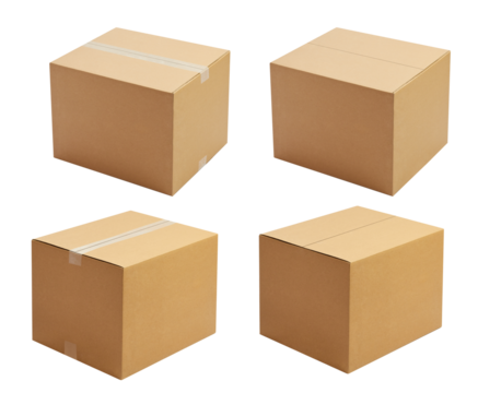 box package delivery cardboard carton packaging isolated shipping gift container brown send transport moving house relocation png file